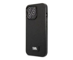 Apple iPhone 13 Pro Max Karl Lagerfeld dėklas Saffiano Plaque juodos spalvos