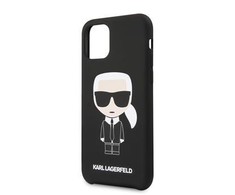 Karl Lagerfeld KLHCN58SLFKBK iPhone 11 Pro kietas dėklas juodas / juodas silikoninis ikoninis
