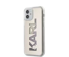 Dėklas Karl Lagerfeld HARD CASE MIRROR LIQUID GLITTER KARL IPHONE 12 MINI Sidabrinis