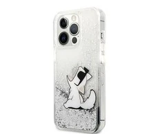 Apple iPhone 13 Pro Max Karl Lagerfeld dėklas Liquid Glitter Choupette Fun (KLHCP13XGCFS) sidabrinės spalvos