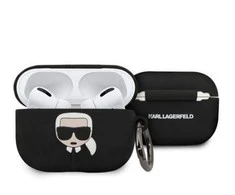 Karl Lagerfeld dėklas, skirtas Airpods Pro KLACAPSILGLBK juodas silikoninis Iconic