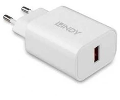 Įkroviklis - LINDY USB Type A Įkroviklis, Greitas Įkrovimas, 18W, Baltas