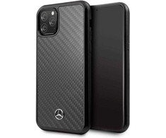 Dėklas Mercedes-Benz Apple iPhone 11 Pro Max Hard Case Leather Carbon Fiber Juodas