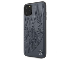 Dėklas Mercedes-Benz Apple iPhone 11 Pro Max Quilted Genuine Leather Mėlyna