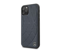 Dėklas Mercedes-Benz Apple iPhone 11 Pro Quilted Genyine Leather Mėlyna