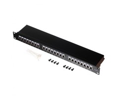 NETRACK 104-07 patch panel 19inch 24-jungtys kat. 6 FTP su lentyna