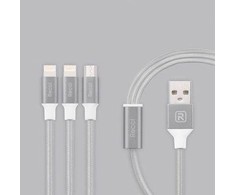 Recci Universal Delicate RCS-H120 3 in 1 Micro USB + 2 x Lightning Fast Charging 1,2 m Pilkas