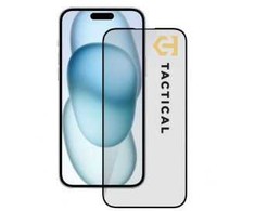 Tactical apsauginis stiklas Shield 5D skirtas Apple iPhone 15 Plus su juodos spalvos krašteliu