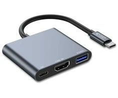 Adapteris HUB 3in1 Tech-Protect V1-HUB pilkos spalvos