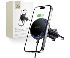 Magnetic MagSafe Automobilinis laikiklis Wireless Charging 15W for Vent Car Tech-Protect mm15W-V4 juodos spalvos