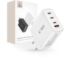 Laidinis įkroviklis 100W 3x USB-C PD + QC3.0 USB Tech-Protect NC100W-GAN baltos spalvos