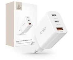 Laidinis įkroviklis 30W 2x PD USB-C + QC3.0 USB Tech-Protect C30W baltos spalvos