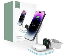 Magnetinis belaidis įkroviklis MagSafe 15W 3in1 Tech-Protect QI15W-A27 baltos spalvos