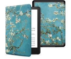 Tech-Protect SmartKindle 11 / 12 2022 / 2024 – dėklas knygų skaityklei mėlynos spalvos su sakura gėlėmis
