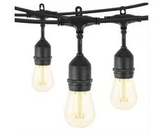 Visional 03-631 nokarenā LED Dārza virtene ar 15 ligzdām / 15m / solis 1m (bez spuldzēm) melna