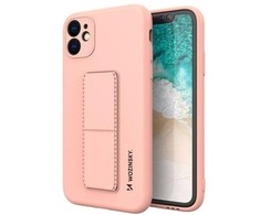 Dėklas Wozinsky Silikonowe etui su podstawką iPhone 12 Kickstand Case rožinė