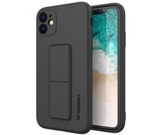 Dėklas Wozinsky Silikonowe etui su podstawką iPhone 12 Kickstand Case juoda