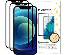 Wozinsky 2x Apsauginis stiklas Full Glue Super Tough ekrano apsauginė plėvelė, pilnai padengta rėmeliu, dėklas Draugiškas Apple iPhone 12 Pro / Apple iPhone 12 juodas