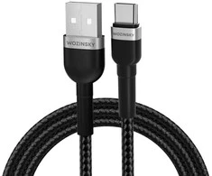 Wozinsky WNBAC2 USB-A / USB-C 2.4A kabelis 2 m – juodos spalvos