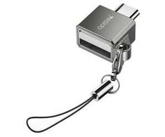 yesido GS08 Mini Aluminum Alloy USB Type-C U-disk Card Reader Mouse Convert OTG Adapteris Juodas