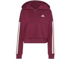 Bluza damska adidas Essentials 3-Stripes French Terry Quarter-Zip bordinė KF8316 (S)