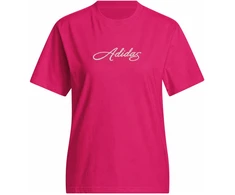 Moteriški marškinėliai adidas Cursive Wordmark Graphic fuksja KT2611 (XS)