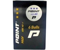 Piłeczki stalo teniso Point Prof ABS40 *** 6 vnt. balta