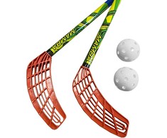 Azetx Mamba Junior grindų riedulio rinkinys, 2 tiesios HDPE lazdos be vyniojimo, 62 cm, 2 Optimus kamuoliukai