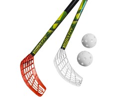 Rinkinys do unihokeja Azetx Mamba Junior 2 kije HDPE proste bez owijki 87 cm+2 piłki Optimus