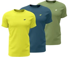 Vyriški marškinėliai 4F M4217 3 pak geltona, mėlyna, žalia 4FWSS26TTSHM4217 90S (4XL)