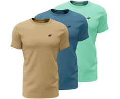 Vyriški marškinėliai 4F M4481 3pak smėlio sp., mėlyna, miętowa 4FWSS26TTSHM4481 91S (4XL)