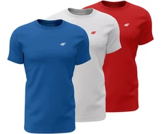 Vyriški marškinėliai 4F M4482 3pak mėlyna, balta, raudona 4FWSS26TTSHM4482 90S (3XL)