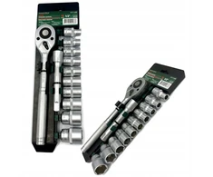 1/2" antgalių, terkšlės, įrankių rinkinys, 12 vnt. (10–24 mm) (6 kampų)