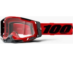 100 % akiniai 100 % RACECRAFT 2 Raudonas (Permatomas stiklas, apsaugantis nuo rasojimo, LT 88 % -92 % + 10 Slydimas) (NAUJIENA)