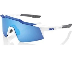 Blue 100% Akiniai 100% SPEEDFRAFT SL Matte Baltas / Metallic Mėlyna - HiPER Mėlyna Multilayer Mirror Lens (Mėlyna Mirror Glass Multilayer LT 15% + Transparate Glass LT 93%) (NAUJIENA 2021 m.)