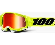 100% Google 100% RACECRAFT 2 TACK Geltonas (Raudonasis veidrodis Express Anti- Fog, LT 38% + / -5% + nuo fog skaidraus stiklo, LT 88% -92% + 10 Zrives) (NAUJA)