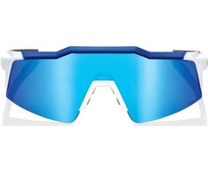 Blue 100% Akiniai 100% SPEEDFRAFT SL Matte Baltas / Metallic Mėlyna - HiPER Mėlyna Multilayer Mirror Lens (Mėlyna Mirror Glass Multilayer LT 15% + Transparate Glass LT 93%) (NAUJIENA 2021 m.)