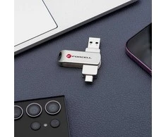 Pendrive 128GB USB 3.2 Gen 1 (USB A / USB C) Forcell F-Data Metal Duo sidabrinis