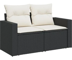Sodo Sofų Rinkinys 18 pcs Juoda ir kreminė poliratanas