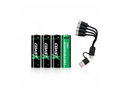 „Coast AA“ įkraunamos baterijos 1,5 V, 2400 mAh, USB-C, 4 vnt.