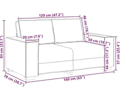 Sofa Dviejų dalių sofos komplektas su pagalvėlėmis, rudas aksomas