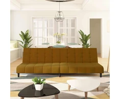 Dvivietė sofa-lova, rudos spalvos, aksomas