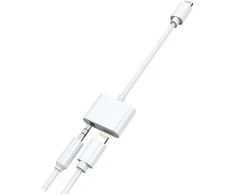 2GO 2GO garso-įkrovimo-adapteris Stereo Lightning 10cm baltas