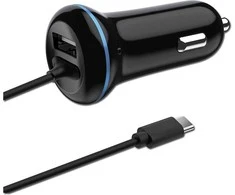 2GO USB-Kfz-Ladegerät 2400mA DUO Type C 3.1 + 1x USB juodas