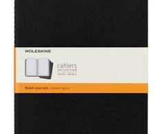 Užrašų knygutė Moleskine Cahier 19x25cm, linijomis, minkštu viršeliu, juodos spalvos, 3 vnt