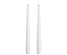 3M Moods &amp; More MM LED taper candle, Silk, Slim, Classic baltas, 2-pack, 23x250 mm