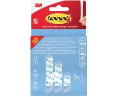 3M lipnios juostelės COMMAND™ (17200), keičiamos, 4 didelės + 4 vidutinės + 8 mažos, permatomos