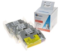 G&amp;G 3x G&amp;G Schriftband 12mm x 8m sw- ws Komp. m. Brother TZe-231