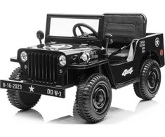 Ramiz Elektromobilis Retro karinis 4x4 pavara, Juodas