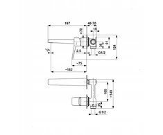 4529-810-81 / KFA / MALAGA / Baterija UMYWALKOWA PODTYNKOWA , ŚCIENNA, Juodas /